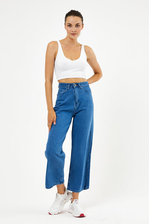 TonnyBlack Blue Women's Short Palazzo Jeans Trousers TBG073-1_130
