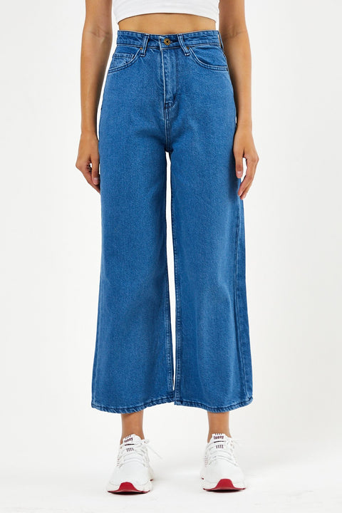TonnyBlack Blue Women's Short Palazzo Jeans Trousers TBG073-1_130