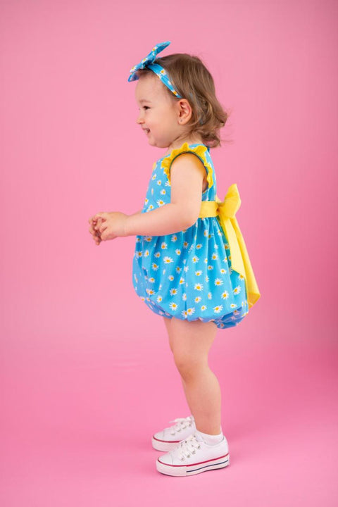 Pixy Love Baby Girl Blue Daisy Rompers