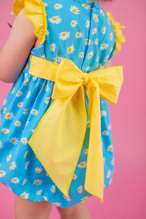 Pixy Love Baby Girl Blue Daisy Rompers