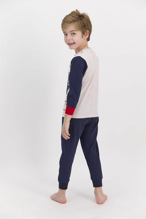 Mickey Mouse Licensed Beige Melange Boys Pajamas Set