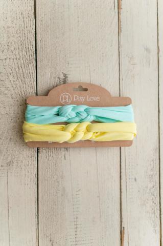 Pixy Love Baby Girl Mint/Yellow Braid Hair Band Set