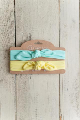 Pixy Love Baby Girl Mint/Yellow Knot Hair Band Set