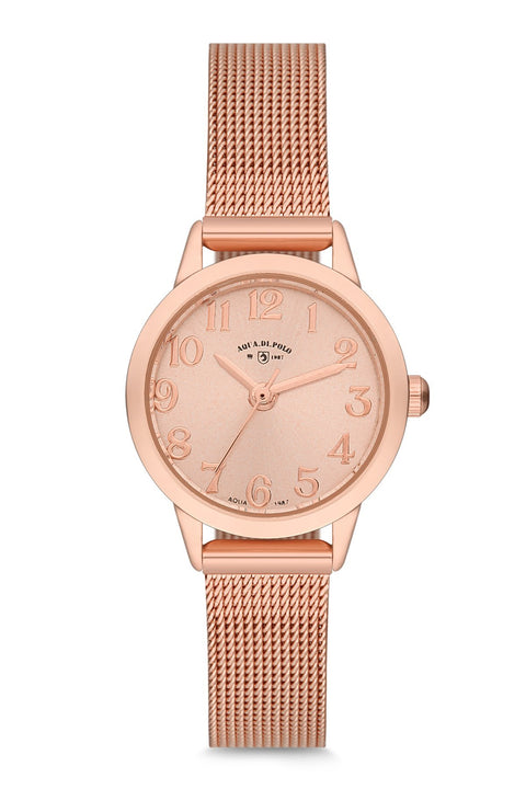 Aqua Di Polo Women's Straw Metal Rose Gold Wristwatch