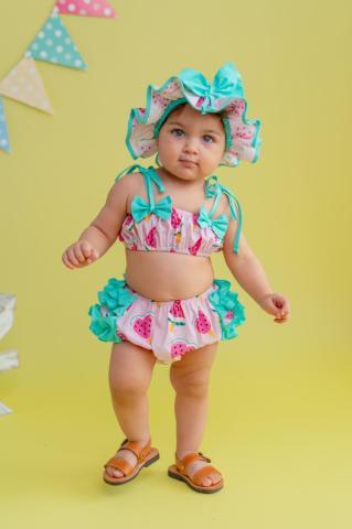 Pixy Love Baby Girl 3 Piece Watermelon Donkini Carmen Set