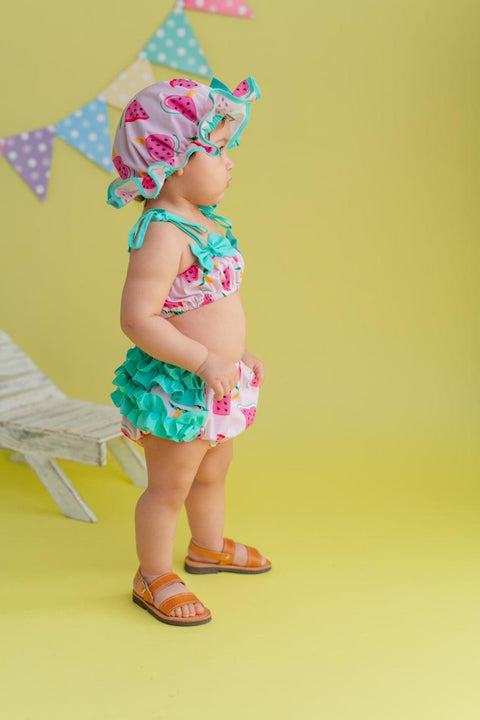 Pixy Love Baby Girl 3 Piece Watermelon Donkini Carmen Set