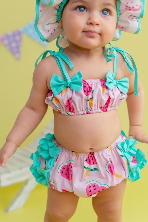 Pixy Love Baby Girl 3 Piece Watermelon Donkini Carmen Set