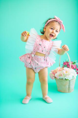 Pixy Love Baby Girl Pink Floral Rompers