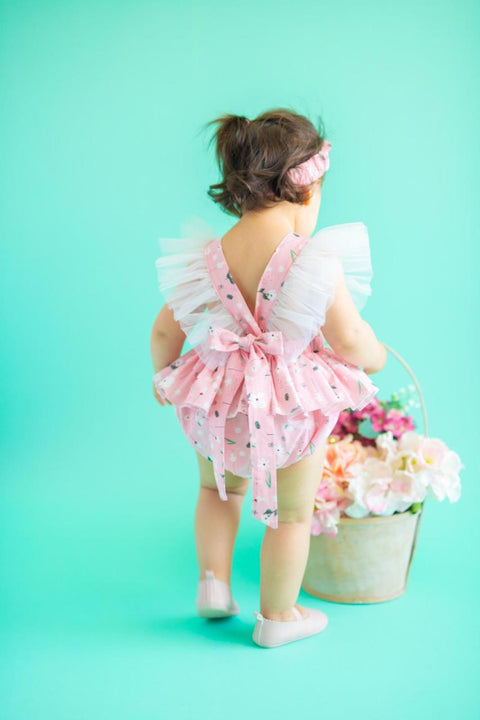 Pixy Love Baby Girl Pink Floral Rompers