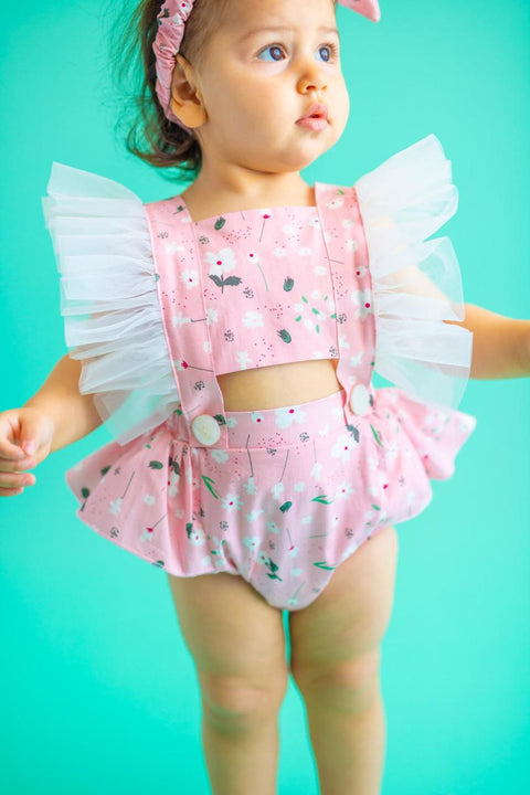 Pixy Love Baby Girl Pink Floral Rompers