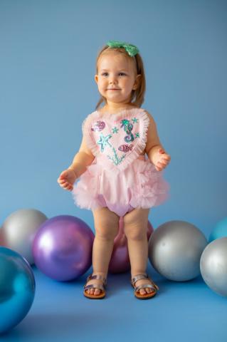 Pixy Love Baby Girl Pink Mermaid Heart Rompers