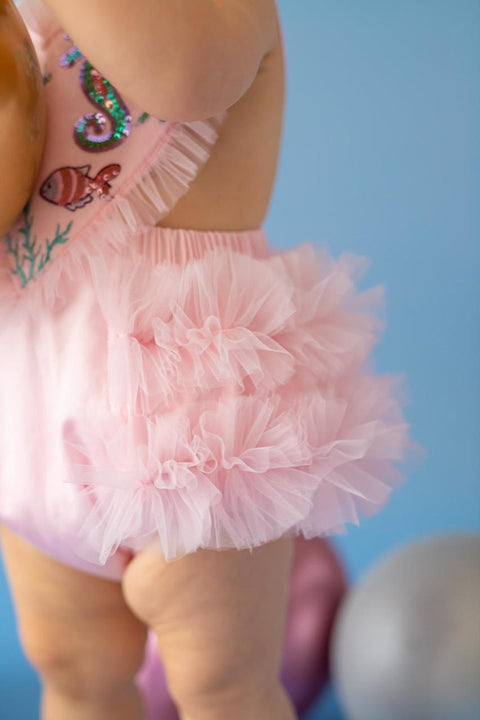 Pixy Love Baby Girl Pink Mermaid Heart Rompers