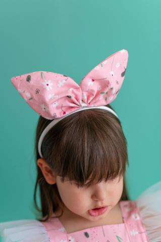 Pixy Love Girl Pink Floral Bunny Crown