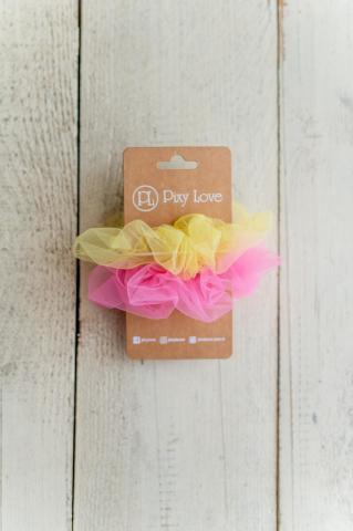 Pixy Love Girl's Yellow/Pink Scrunchies