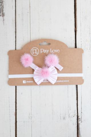 Pixy Love Baby Girl Pink Band/Clip Set