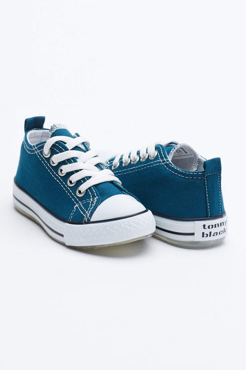 Tonny Black Petrol Kids Light Sports Shoes
