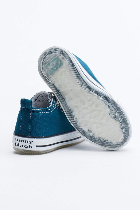 Tonny Black Petrol Kids Light Sports Shoes