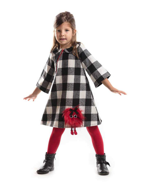 Denokids Pompom Checked Dress