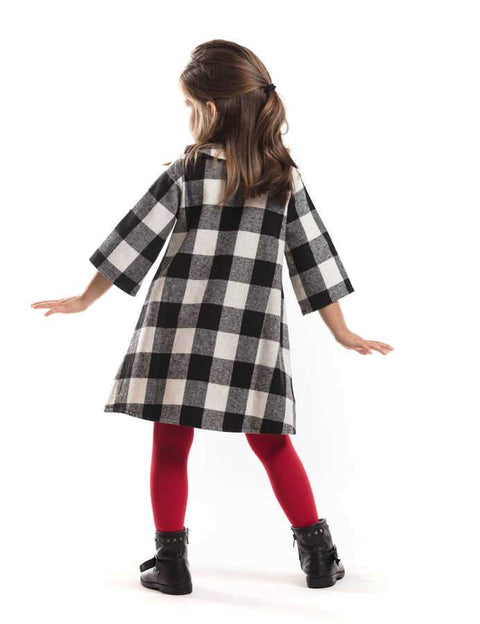 Denokids Pompom Checked Dress