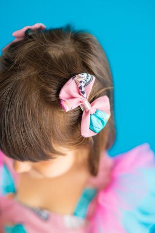 Pixy Love Girl Pink Butterfly Bowknot 2 Piece Clips