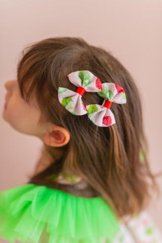 Pixy Love Girl Strawberry  Bowknot 2 Piece Clips