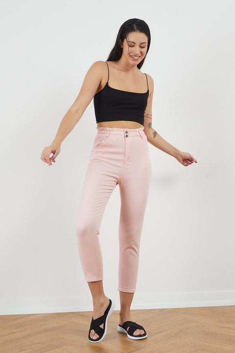TonnyBlack Powder Women Linen Baggy Waist Elastic Trousers TBG024-1_134