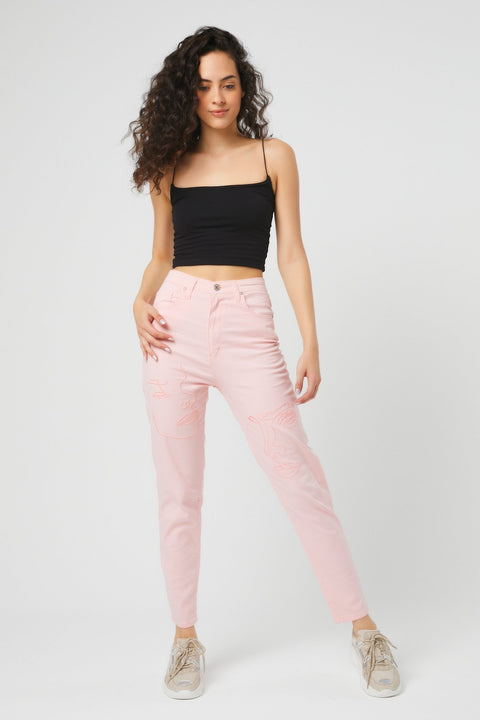 TonnyBlack Powder Women Patterned Linen Trousers  TBG043-1_134