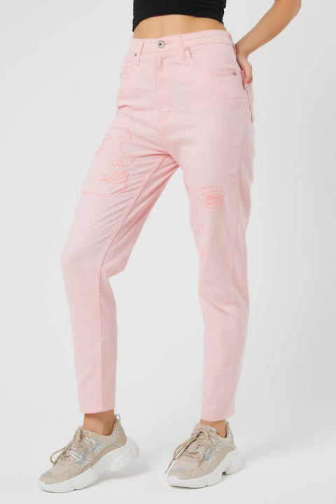 TonnyBlack Powder Women Patterned Linen Trousers  TBG043-1_134