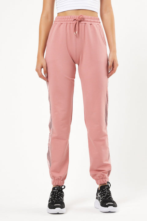 TonnyBlack Powder Women's Side Mesh Waist Leg Elastic Sweatpants TBG065-1_134