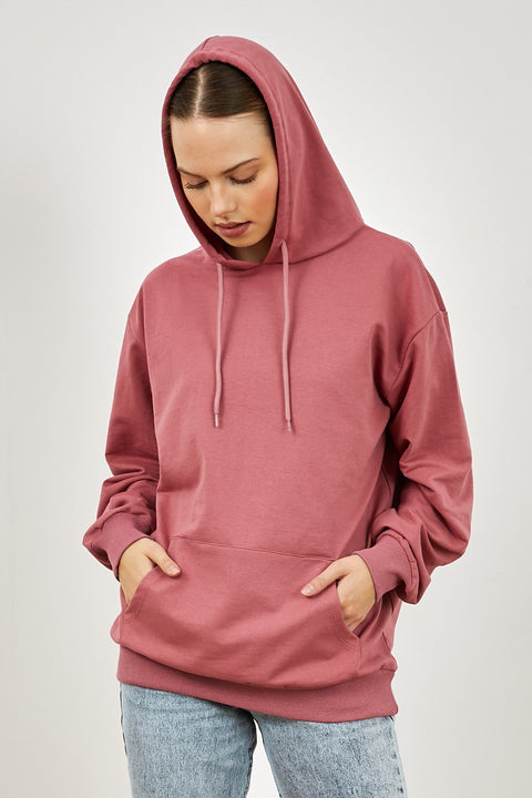 TonnyBlack Powder Women's Oversize Cut Kangaroo Pocket Hooded Sweatshirt TBG071-1_134﻿