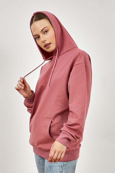 TonnyBlack Powder Women's Oversize Cut Kangaroo Pocket Hooded Sweatshirt TBG071-1_134﻿