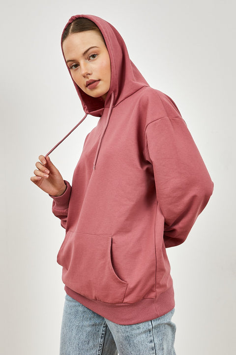 TonnyBlack Powder Women's Oversize Cut Kangaroo Pocket Hooded Sweatshirt TBG071-1_134﻿