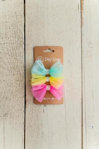 Pixy Love Girl's Colorful Bowknot Clips Set