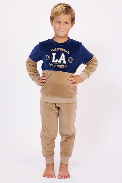 Roly Poly Boy's Beige Pajamas Set