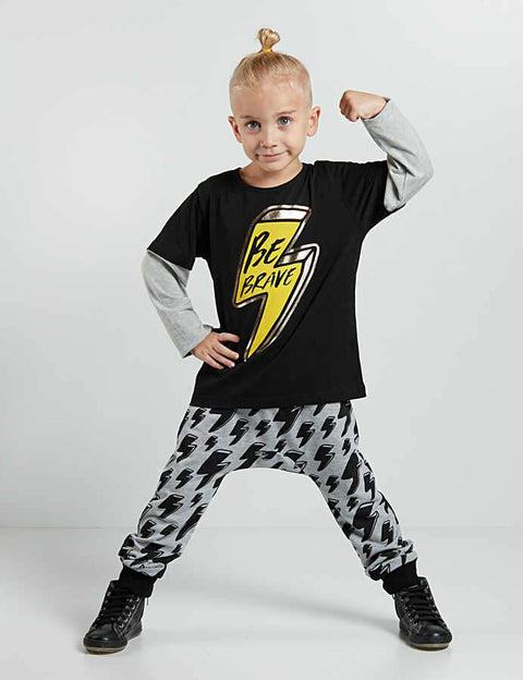 Denokids Yellow Thunder Boy Pants Set