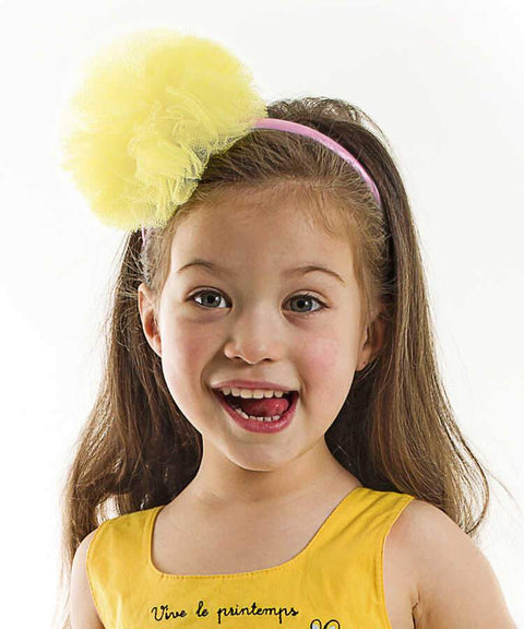 Denokids Yellow Tulle Pompom Headband