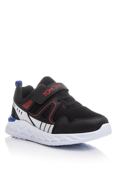 TonnyBlack Black White Red Kids Sport Shoes