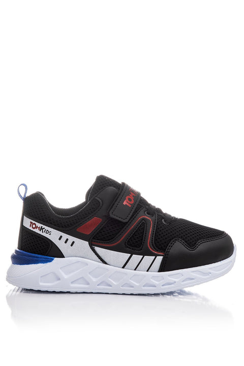 TonnyBlack Black White Red Kids Sport Shoes