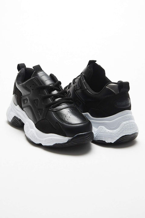 TonnyBlack Black and White Women's Sports Shoes TB700-1_295
