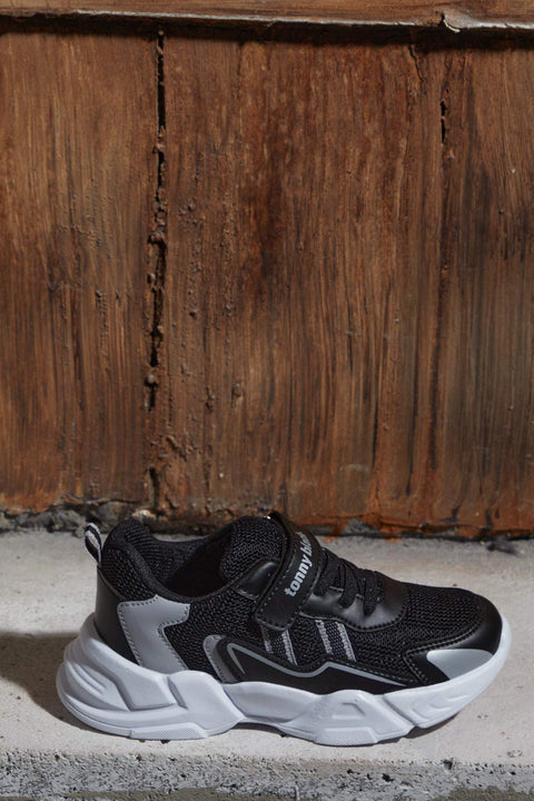 TonnyBlack Black White Kids Sport Shoes