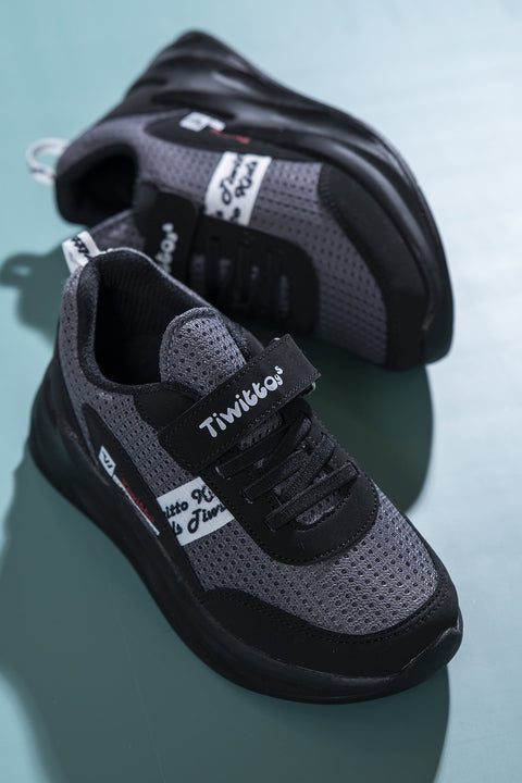 TonnyBlack Black Kids Sports Shoes