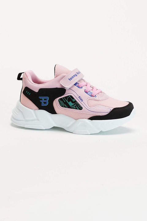 TonnyBlack Black Fuchsia Kids Sport Shoes