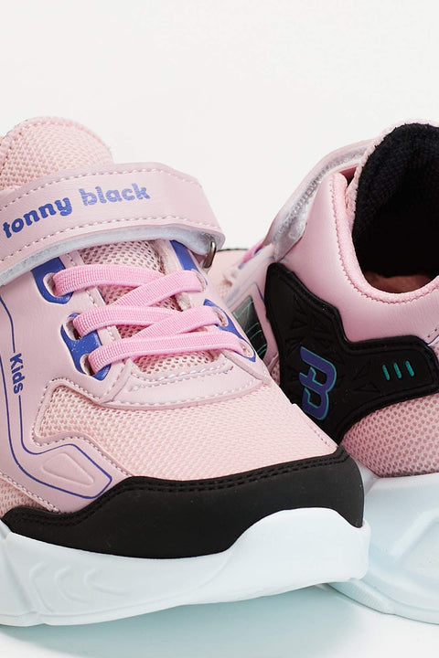 TonnyBlack Black Fuchsia Kids Sport Shoes