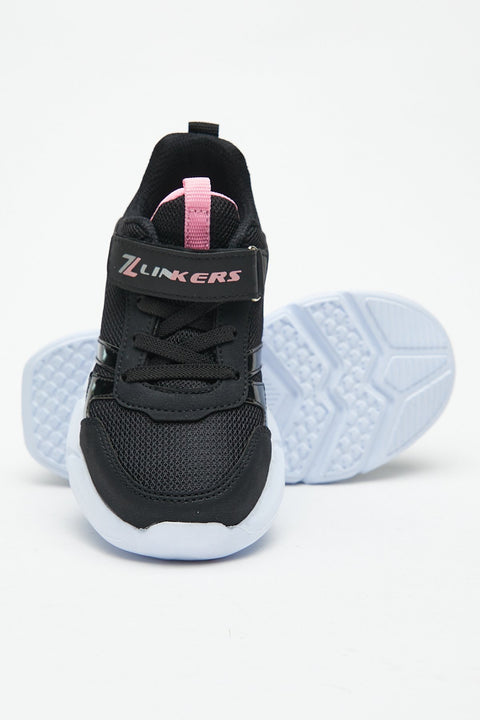 TonnyBlack Black Fuchsia Kids Sport Shoes