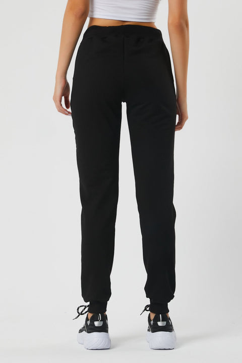 TonnyBlack Black Women's Knee-Piece Waist Elastic Elastic Sweatpants TBG051-1_101