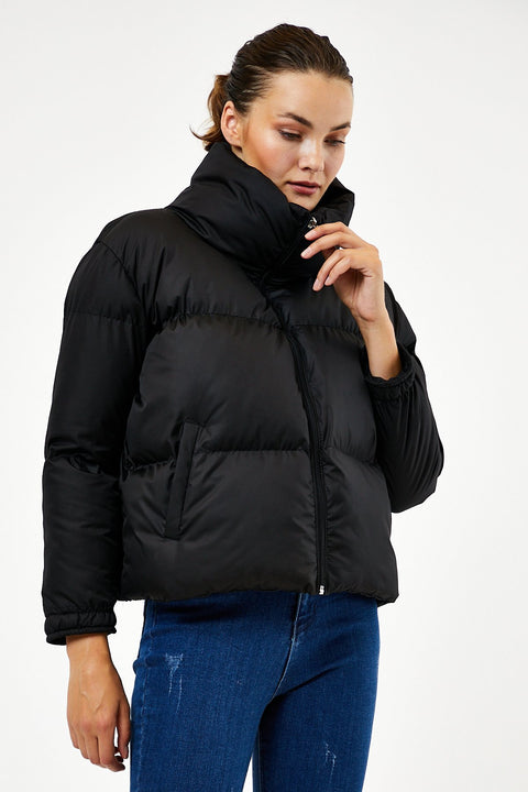 TonnyBlack Black Women's Oversize Filled Inflatable Waterproof Coat TBG069-1_101