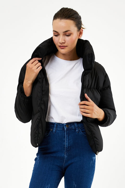 TonnyBlack Black Women's Oversize Filled Inflatable Waterproof Coat TBG069-1_101