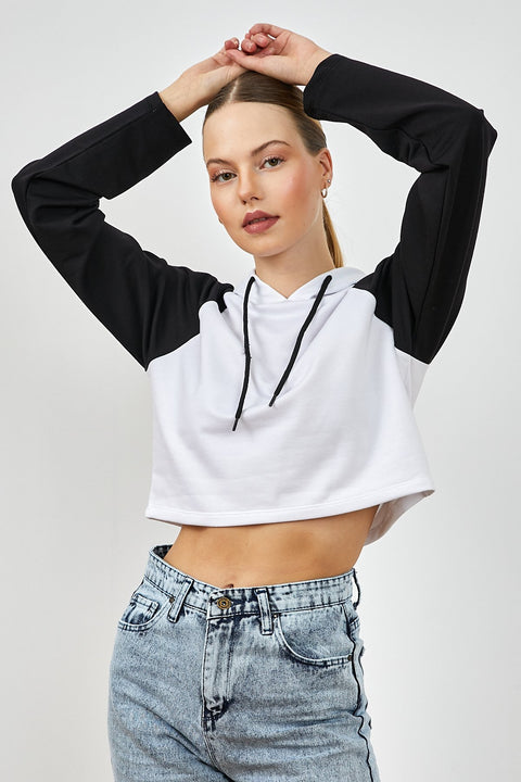 TonnyBlack Black Women's Two Thread Cotton Raglan Sleeve Casual Cut Sweatshirt tbg070-1_101