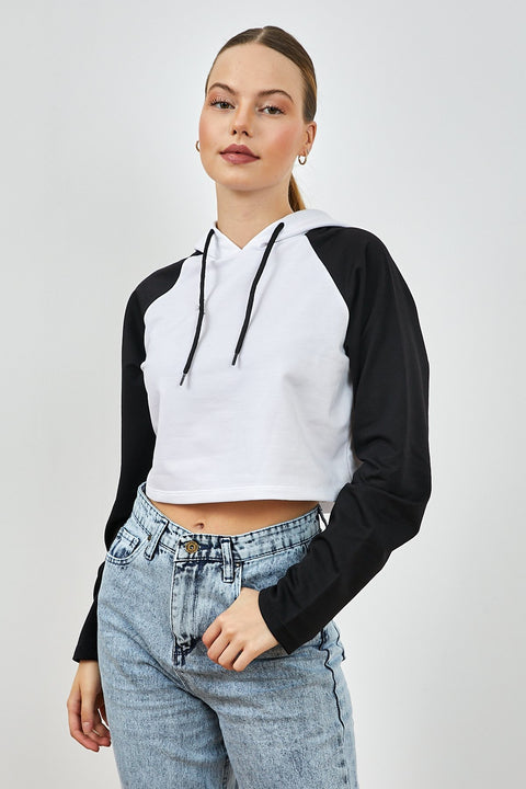 TonnyBlack Black Women's Two Thread Cotton Raglan Sleeve Casual Cut Sweatshirt tbg070-1_101