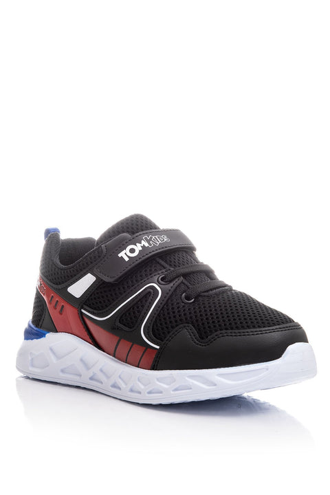 TonnyBlack Black Red Kids Sport Shoes